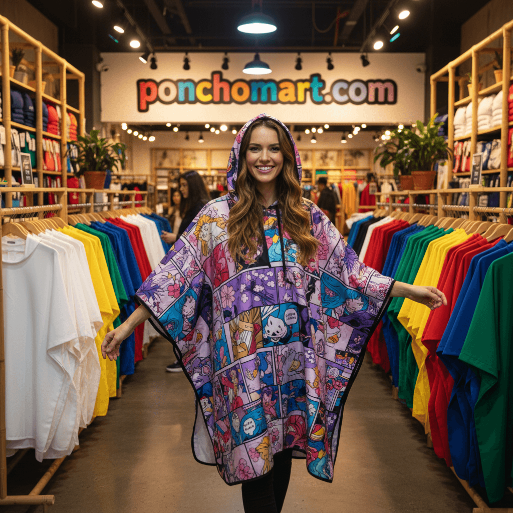 Anime Poncho image a girl showing Anime poncho