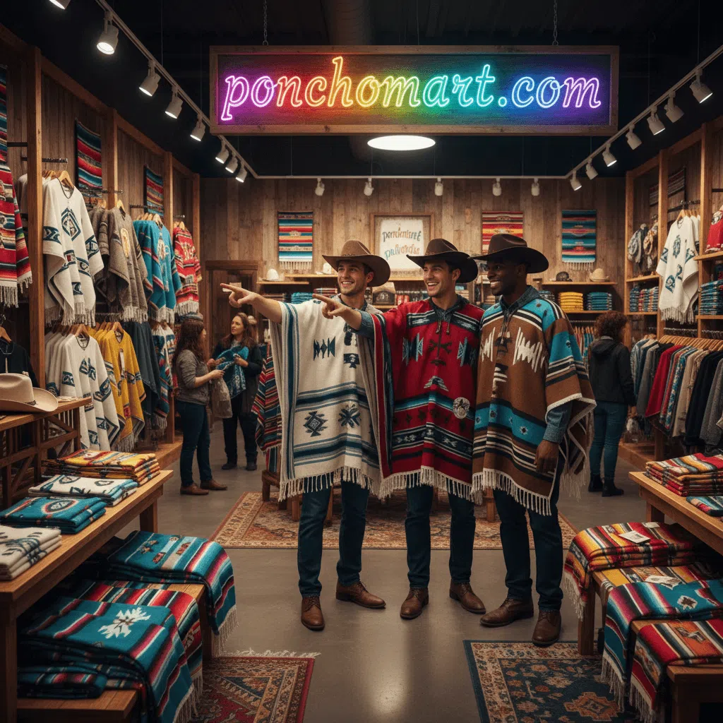 Cowboy Poncho image three model boys wearing cowboy poncho