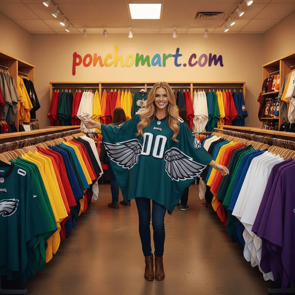 Eagles Poncho image a girl showing eagles poncho