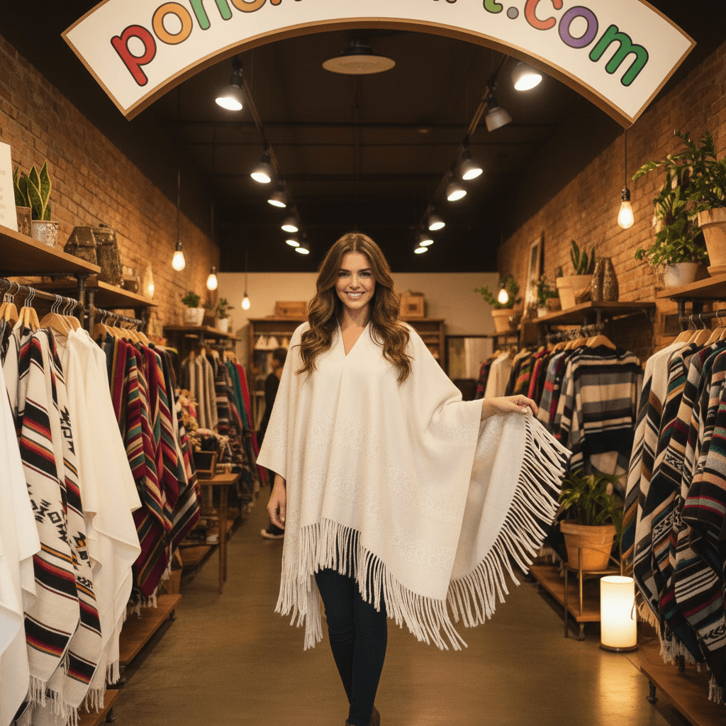 Fendi Poncho image a girl showing Fendi poncho