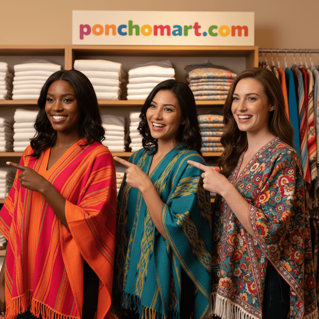 Poncho Top Image three girls wearing poncho top