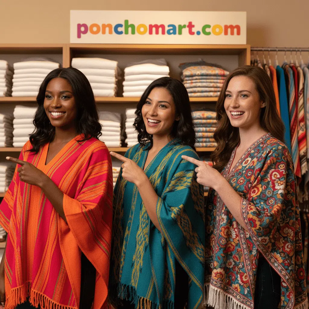 Poncho Top Image three girls wearing poncho top