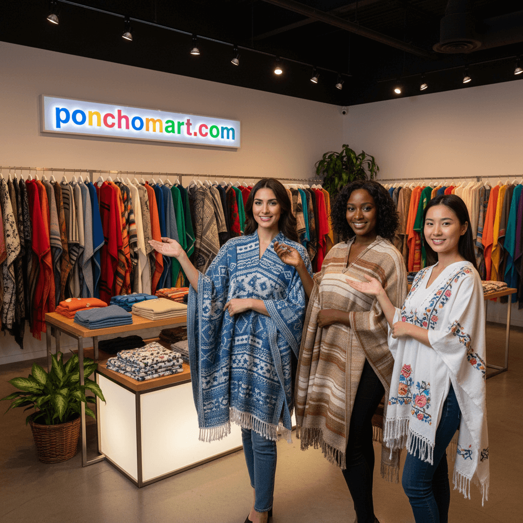 poncho shirt image three girls wearing poncho shirts