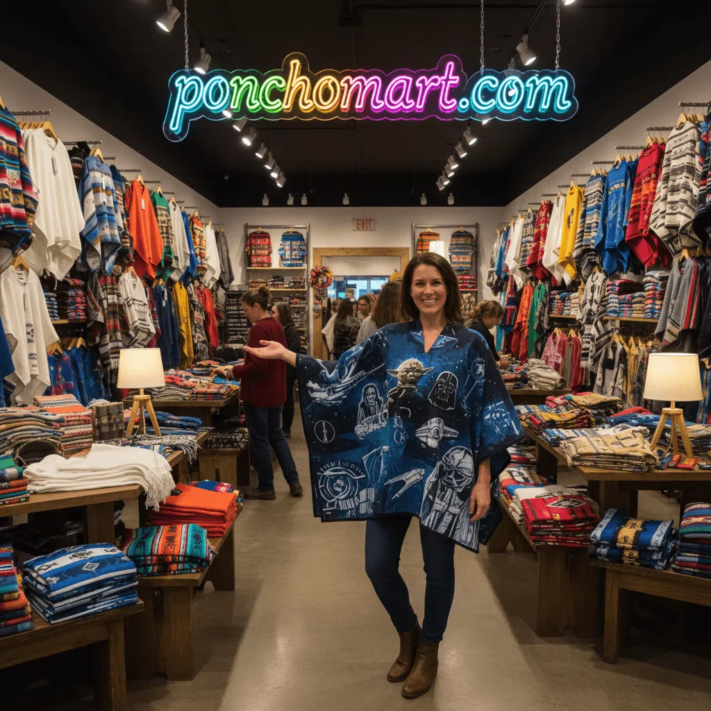 Star Wars Poncho image with a girl wearing star wars poncho