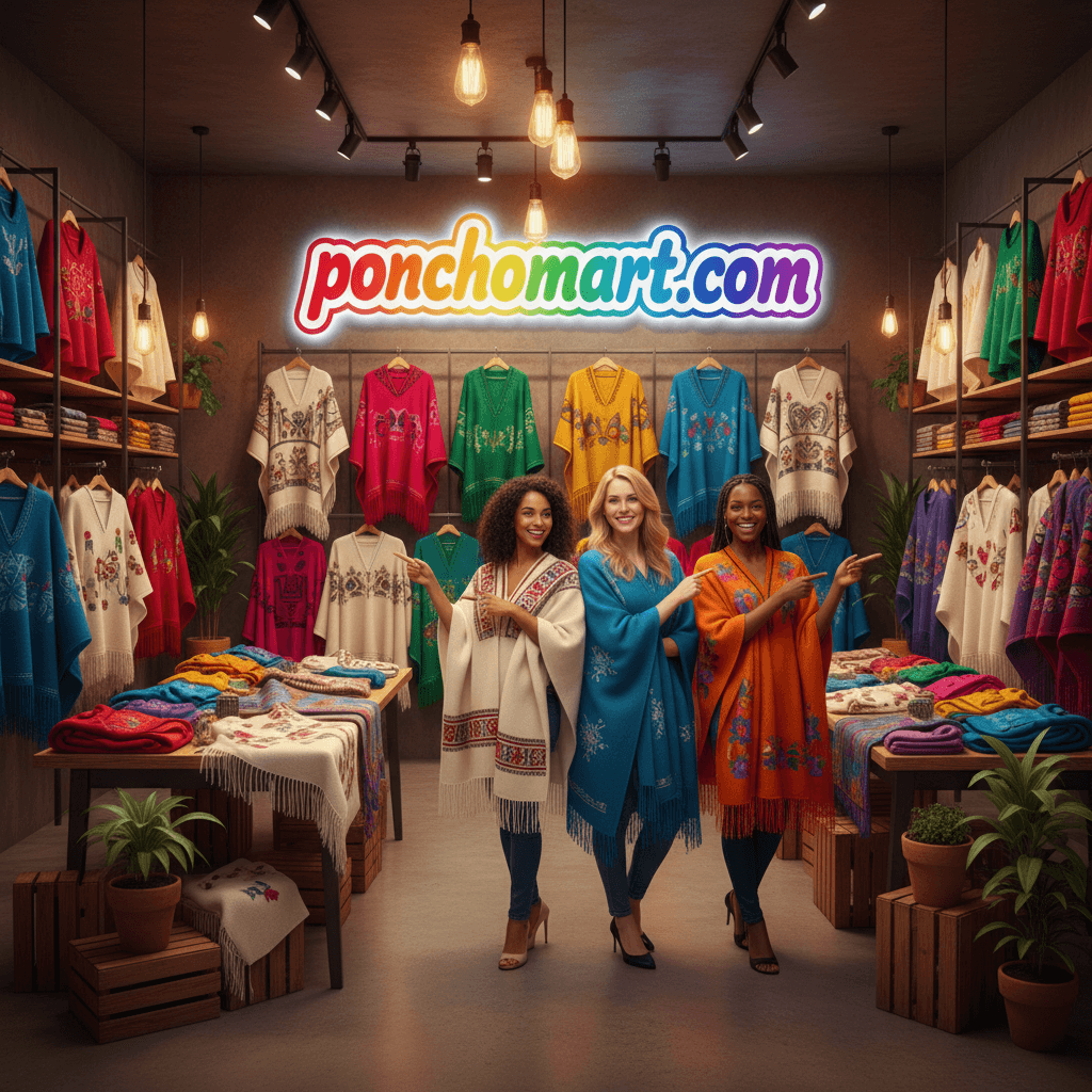 Girl's Poncho Image three girls wearing ponchos